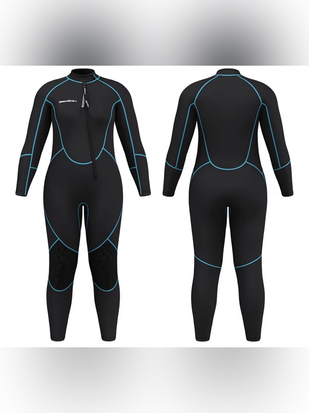 SeaSkin Womens Wetsuit Black Full Body Zip Up Long Sleeve Diving Neoprene 2XL